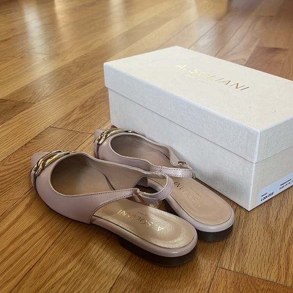 A. Soliani pointed toe flats with gold buckle - Picture 3 of 3